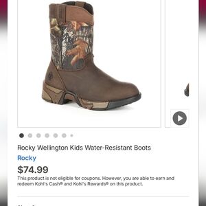 Rocky Kids' Aztec Wellington Boot for Boys Durable Waterproof Boys' Shoes Size 3